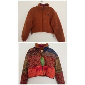 Farm Rio Reversible Patchwork Sherpa Puffer